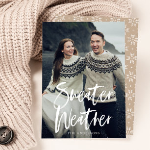 Sweater Weather in Beige   Holiday Photo Card