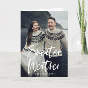 Sweater Weather in Green Folded Holiday Card