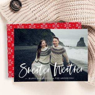 Sweater Weather in Red Holiday Photo Card