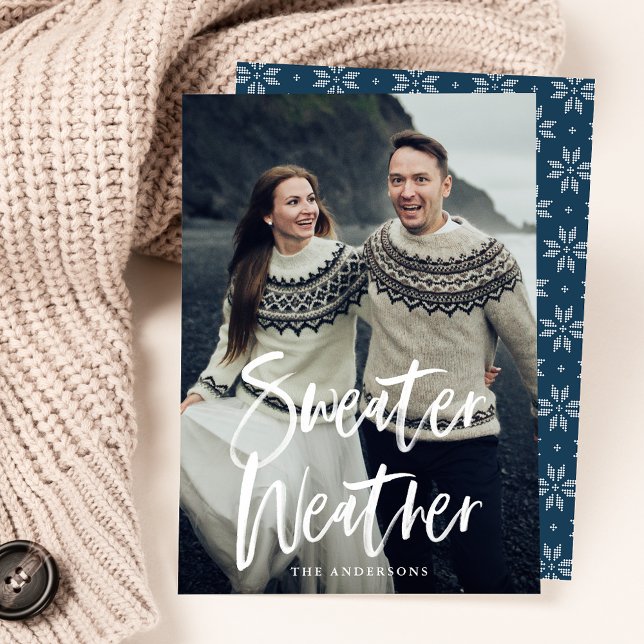 Sweater Weather Navy Photo Holiday Card (Creator Uploaded)