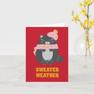 Sweater Weather Pink Scarf & Hat Kitty Card