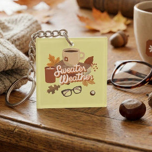 Sweater Weather Quote Cosy Fall Look Book & Mug Key Ring