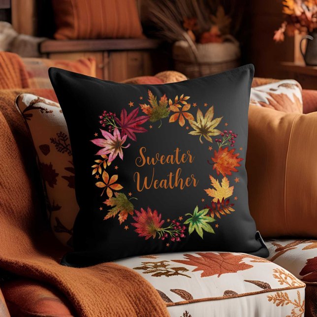 Sweather Weather Autumn Fallen Leaves Harvest Cushion (Sweather Weather Autumn Fallen Leaves Harvest Throw Pillow)