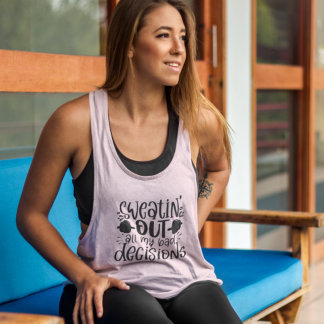 Sweating Out Bad Decisions Funny Fitness Quote  Singlet