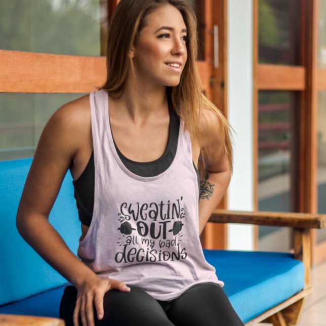 Sweating Out Bad Decisions Funny Fitness Quote  Singlet (Creator Uploaded)