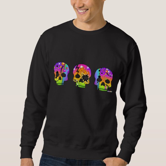 SWEATSHIRT, HOODIE - POP ART SKULL (Front)