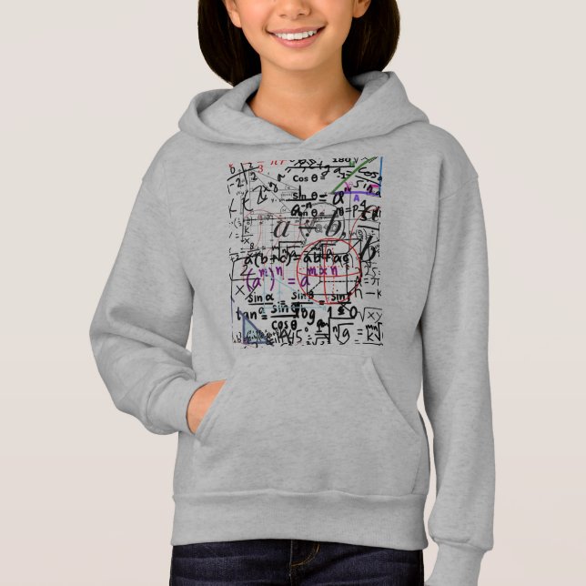 sweatshirt hoodies grey maths patterned (Front)
