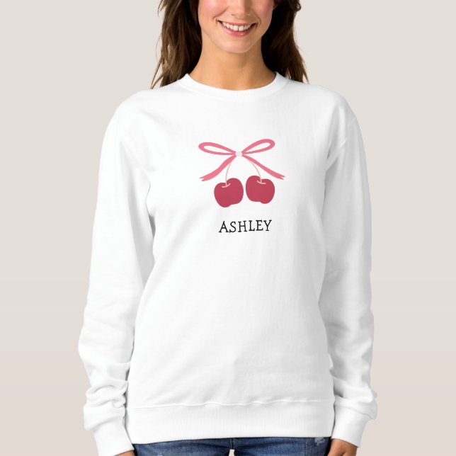 Sweatshirt | Sweet Cherry Bow Cute Illustration (Front)
