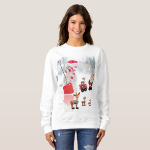 Sweatshirt Vintage Santa Snowman Reindeer