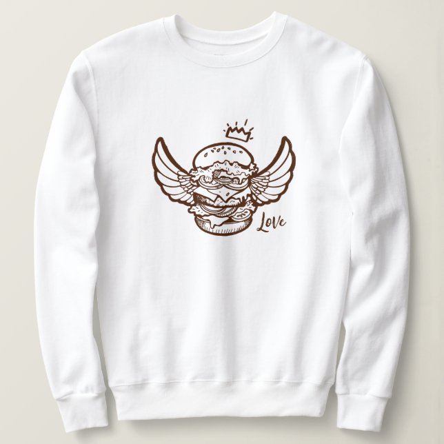 Sweatshirt with hamburger print. (Design Front)