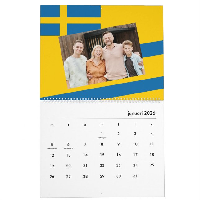 Sweden | Add Your Photo Swedish Flag 2026 Calendar (Jan 2026)