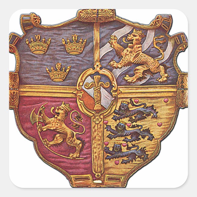 Sweden Ancient Coat of Arms Square Sticker (Front)