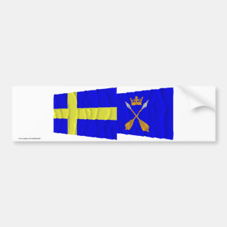 Sweden and Dalarnas län waving flags Bumper Sticker