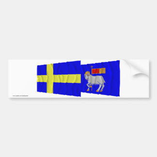 Sweden and Gotlands län waving flags Bumper Sticker