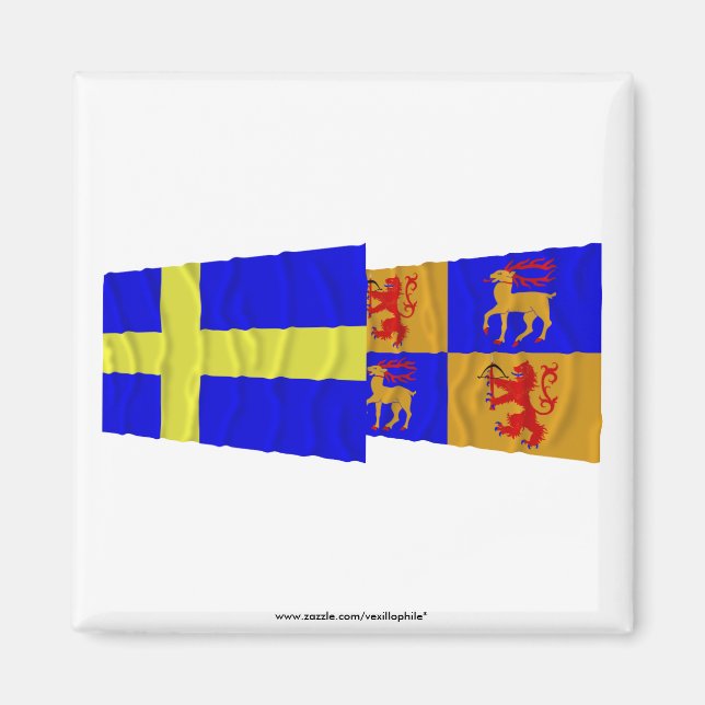 Sweden and Kalmar län waving flags Magnet (Front)