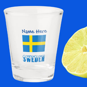 Sweden and Swedish Flag Blue Personalisation  Shot Glass
