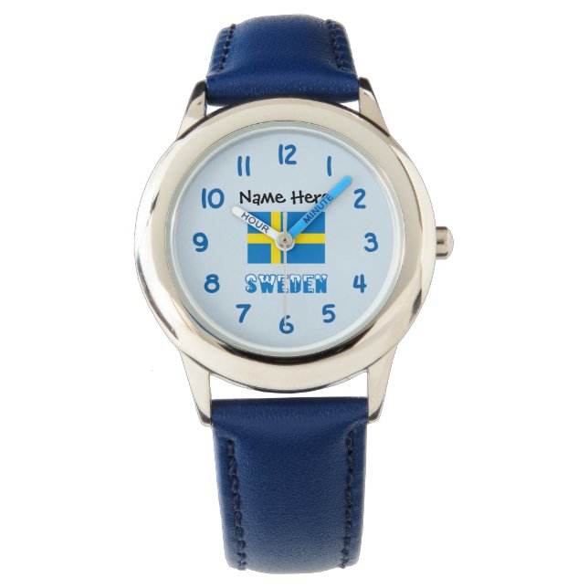 Sweden and Swedish Flag Personalised  Watch (Front)