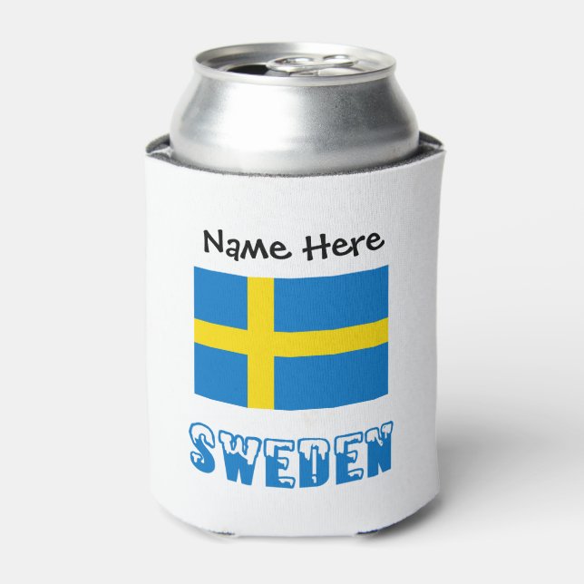 Sweden and Swedish Flag Personalized  Can Cooler (Can Front)