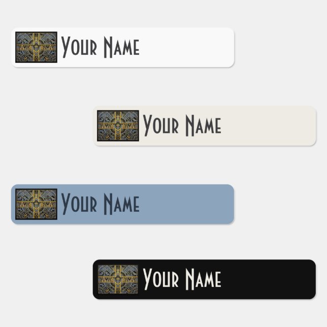 Sweden Art Deco Flag Custom Waterproof Name Label (Group)