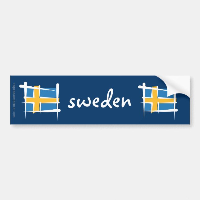 Sweden Brush Flag Bumper Sticker (Front)