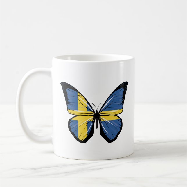 Sweden Butterfly Flag Coffee Mug (Left)