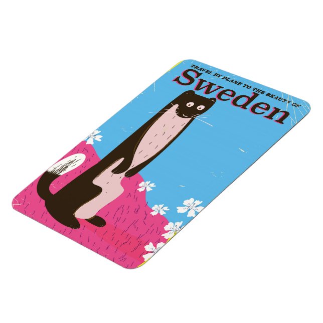 Sweden Cartoon vintage travel poster Magnet (Left Side)
