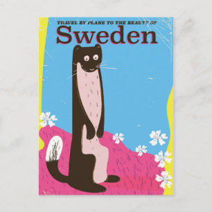 Sweden Cartoon vintage travel poster Postcard