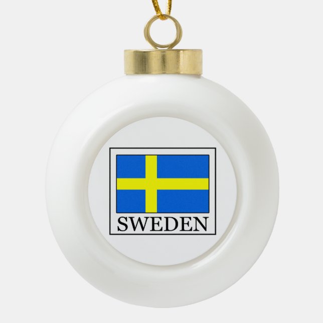 Sweden Ceramic Ball Christmas Ornament (Front)
