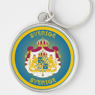 Sweden Coat of Arms Circle Shape Key Ring
