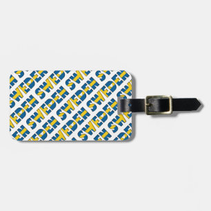 Sweden Country Flag Colours Typography Pattern Luggage Tag