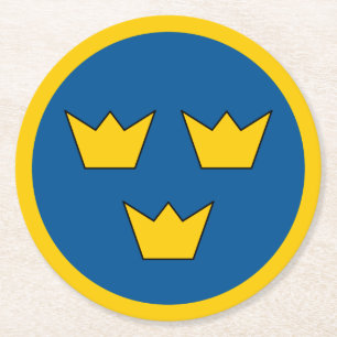 Sweden country flag roundel round symbol army nati paper coaster