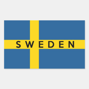 sweden country flag symbol name text rectangular sticker