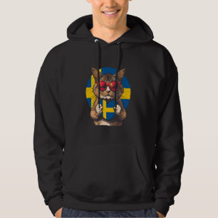 Sweden Cute Cat Sverige Heart Swedish Flag Swedish Hoodie