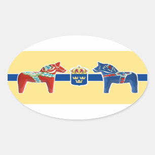 Sweden Dala Coat of Arms Oval Sticker
