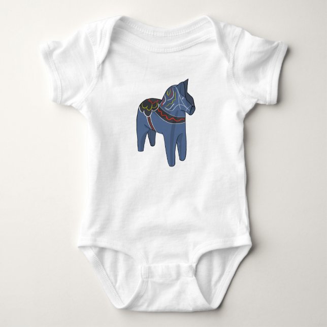 Sweden Dala Horse Dalecarlian Swedish Baby Bodysuit (Front)