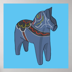 Sweden Dala Horse Dalecarlian Swedish Poster