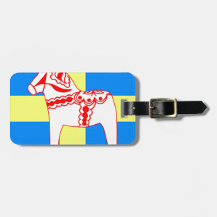 Sweden Dala Horse White Luggage Tag