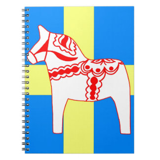 Sweden Dala Horse White Spiral Notebook