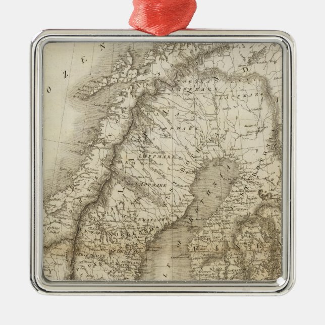 Sweden, Denmark, Norway Metal Tree Decoration (Front)