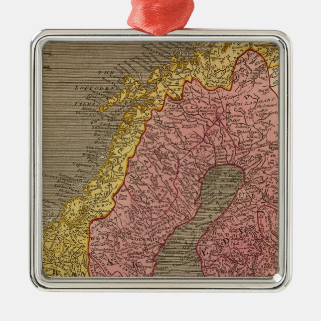 Sweden, Denmark, Norway Metal Tree Decoration (Front)