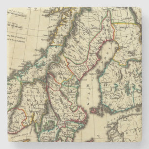 Sweden, Denmark, Norway with boundaries outlined Stone Coaster