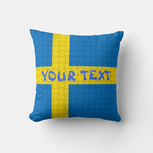 Sweden Flag: ADD TEXT Cushion (Front)