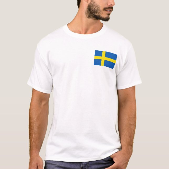 Sweden Flag and Map T-Shirt (Front)