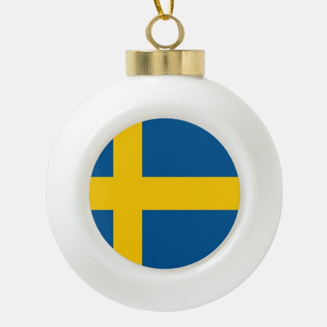 Sweden Flag Ceramic Ball Christmas Ornament (Front)