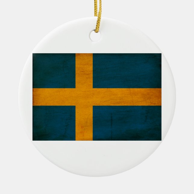 Sweden Flag Ceramic Tree Decoration (Front)