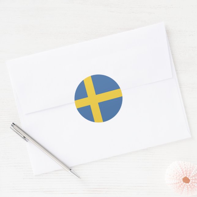 Sweden flag classic round sticker (Envelope)