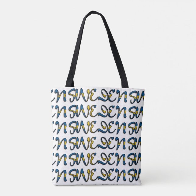 Sweden Flag Colour Typography European Country Tote Bag (Back)