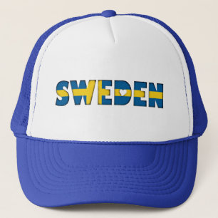 Sweden Flag Colours Typography Trucker Hat