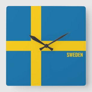 Sweden Flag Dazzling Patriotic Square Wall Clock