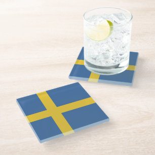 Sweden flag glass coaster